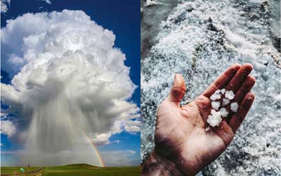 Rainbow cloud and hail